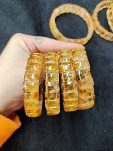 Charm Bracelets Yellow Citrine Stone Beads Bracelet Natural Gemstone Jewelry Bangle For Woman For Gift Birth Stone For Gemini 230809