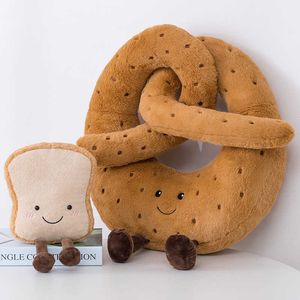 Animali di peluche ripieni Nuovo simpatico pretzel croissant pane tostato cibo peluche farcito cartone animato baguette decorazione bambola regalo di compleanno per ragazza bambino