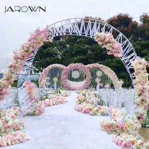装飾的な花ジャロウンウェディング2.6m鉄のねじれた形状ダブルポールアーチ半円形のフラワースタンド背景装飾