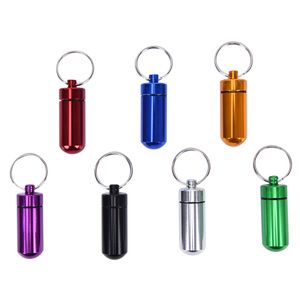 Nyckelhållare Aluminium Waterproof Pill Box Bottle Holder Container Keychain Key Chain Pill Box Jar Storage 48mm*17mm