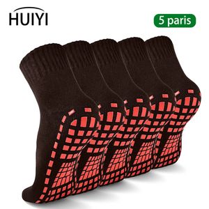 Herrstrumpor 5pairs icke-halkstrumpor som inte skjuter klibbig grepptrampolinsockor som passar för yoga pilates sjukhusstrumpor män kvinnor barn 230809