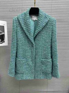 女性のスーツブレザーデザイナー新しいスーツコートファッショナブルでエレガントな太い格子縞のラペルダブルポケット付き1ボタンアップスリムフィットCKCT