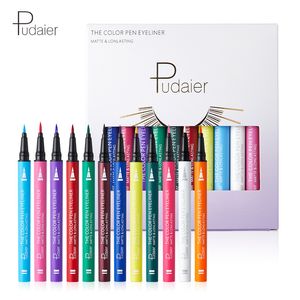 Eye ShadowLiner Combination Pudaier 12PcsSet Colorful Matte Liquid Eyeliner Kit Fast Dry Waterproof Long Lasting Liner Pencil Cosmetics 230809