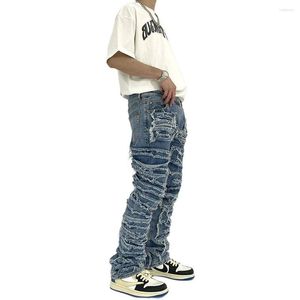 Mäns jeans plus storlek 4xl män rak ben denim byxor mode rippade demin overaller sexiga män bär ropa hombre hiphop byxor