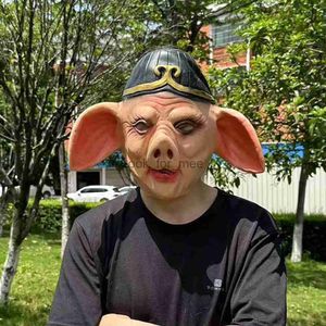 Realistic Cosplay Latex Funny Cut Pigsy Pig Head Ear Nose Mouth Halloween Mask Full Face Costume Prop Carnival Mardi Gras Party HKD230810