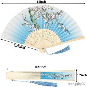 Chinese Style Products 1pcs Vintage Style Silk Chinese Folding Fan Chinese Japanese Pattern Art Craft Gift Home Decoration Ornaments Dance Hand Fan R230810