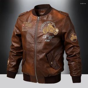 Herrjackor ueteey 2023 Trend Fashion Leather Street Vintage Motorcykel Men Jacka Windproof Fit Casual Faux Fur Baseball Male Coat