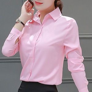 Kvinnors blusar skjortor Spring Korean Womens Tops White Bluses Casual Long Sleeve Ladies Shirts Black Bluses 2XL 1XL White Pink Shirt Ladies Tops 230810