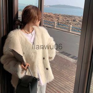 Kvinnorjackor Nytt mode Deepfried Toka Fur Coat Women's 2023 Winter New Style Young Imitation Fox Fur Warm Päl Coat Trend J230810