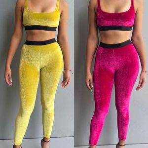 Mektup Baskı Kadınlar Yoga Yelek Pantolon Varör Camisole Streç Taytlar Birden Fazla Renk Moda Spor Yelek Pantolon Set