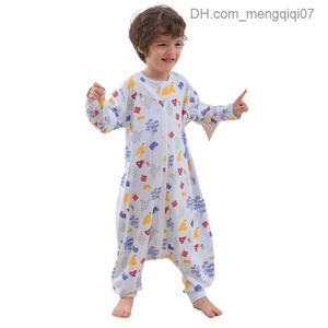 잠옷 조절 식 소매 아기 침낭 어린이의 인쇄 된 분할 레그 침낭 어린이 봄 옷 여름 잠옷 아기 침낭 Z230810