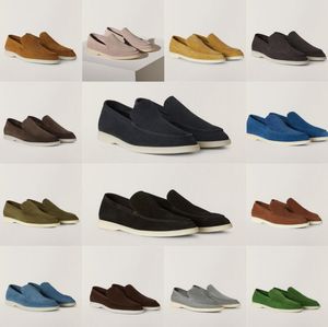 Summer Walk Мужские повседневные туфли LP Loafers Flat Low Top Черная синяя замшевая корова Кожа кожа Оксфордс Лороспиана Мокасинс Комфорт Loafer Rubber Seale Flats Box Bag Сумка