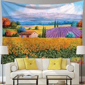 Tapestries Tapestry Sunflower Painting Wall Hanging Home Decor Tapestry Floral Nature Landscape Tapestry