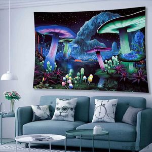 Arazzi Sepyue Fantasy Mushroom Tapestry Wall sospeso Americe Psychedelic Trippy per casa Dorm Decor Hill Colorful Abstract Tapestries R230810