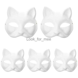 5pcs non dipinto maschere maschere maschere in bianco maschere Halloween Cat Masches Accessori cosplay HKD230810