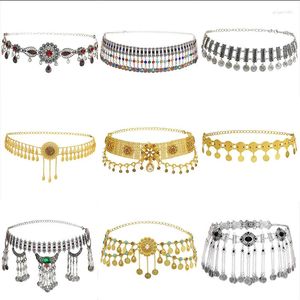 Bälten Elegant kedjebälte Professionell Belly Dance Tribal midja justerbar metall för silverguld