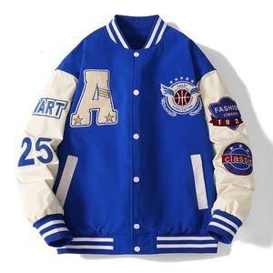 Męskie kurtki męskie Varsity Baseball Bomber Jacket Hip Hop Harajuku Bone Letter Patchwork Leather Jackets Streetwear Women Unisex College Coats 230809