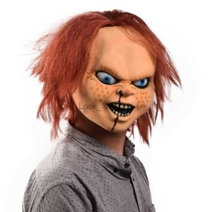 Horror Chucky Mask Cosplay Ghost Kid Grimace Full Face Helmet Scary Helmet Halloween Canival Spook House Party Killer Props HKD230810