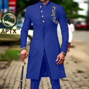 African Wedding Tracksuit set for Men - Slim Fit Tuxedo with Bazin Riche Embroidery, 2 Piece Business Formal Outfit