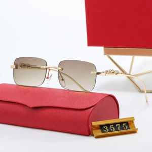 Luxurys designers solglasögon grossist solglasögon polariserade ramlösa fyrkantiga snittlinser metall leopardhuvud och ben kvinnors solglasögon uv lätta glasögon