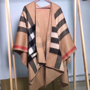 British Classic Light Luxury Plaid Cashmere Scarf Large Shawl Wool High End Double Sided Cloak Autumn and Winter Women's Coat