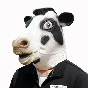 Party Masks Latex Cow Mask Animal Head Mask Party Dress Up Costume For Adults Masquerade Halloween Christmas Holiday Festival Presents 230809