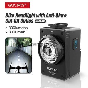 Велосипедные светильники Gaciron Bike Light Mars 800 Lumens с линией отсечения под монтированной фаром IP67 Водонепроницаемые перезаряжаемые велосипедные велосипедные велосипеды HKD230810