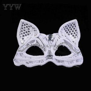 Women Lace Sexy Cat Mask Cosplay Toy Costumes Carnival Party Nightclub Eye Mask for Face Hollow Mask Halloween Masquerade Props HKD230810