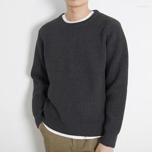 Herrtröjor 2023 Autumn Winter Crewneck långärmad tröja män Lossa grov ulllinje lata stickkläder ropa de hombre