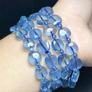 Bileklik 10m Doğal Aquamarine Elma Bilezik Mavi Kristal Reiki İyileştirici Yüksek kaliteli değerli taş moda mücevher hediyesi 1pcs