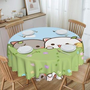 Table Cloth Round Peach And Goma Oilproof Tablecloth 60 Inch Cover For Kitchen Dinning