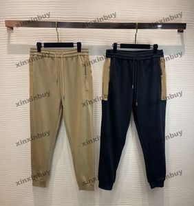 xinxinbuy män kvinnor designer pant pläd etikett fickpanelen vår sommar casual byxor brev svart khaki xs-2xl