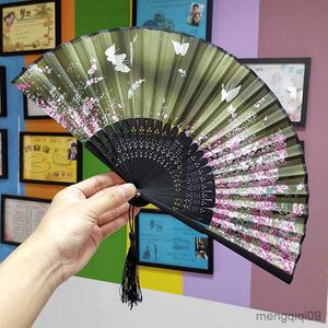 Kinesiska stilprodukter vintage stil silke folding fan kinesisk japansk mönster konst hantverk gåva hem dekoration ornament dans handdekorativa fans R230810