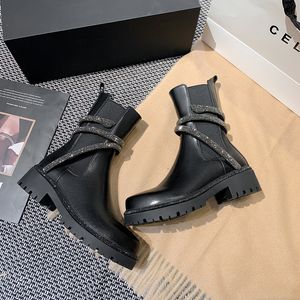 Сапоги подлинная кожаная платформа Snake S Bling Crystal Black White Women Случай на пинетках Mujer de Botas 230810