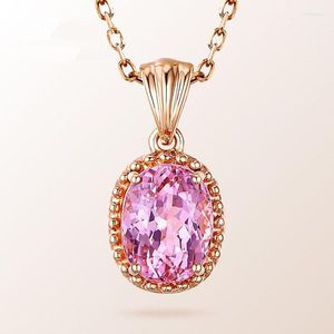 Hänghalsband mengyi eleganta smycken oval rosa zirkonhalsband för kvinnor söt dejting geometri present accessorie