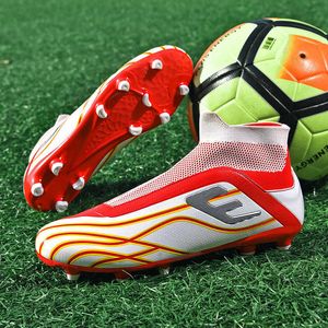 Mens High Top Football Boots Tf AG Youth Soccer Shoes Professional Womens Fashion Training Shoes Red Blue Black