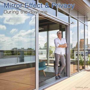 Window Stickers Window Film One Way Privacy Self-adhesive Glass Sticker for Home Office Reflective Mirror Film Sun Blocking Anti UV Window Tint R230810