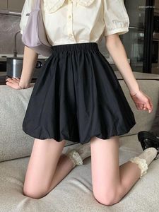 Women's Shorts ADAgirl Black Bloomers Elastic Wasit A-line Mini Skirts Summer Casual Classic Korean Fashion Cute Solid Balletcore Bottom