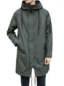 Men's Trench Coats Hooded Coat Mid-length Windbreaker Jacket Waterproof Spring Autumn Casual Overcoat Men Fashion Clothing