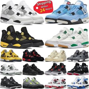 Män basket 4s University 4 White Blue Oreo Black Cat Black Canvas Sail Metallic Purple Red Thunder Infrared Women Sneakers Designer Shoes36-45