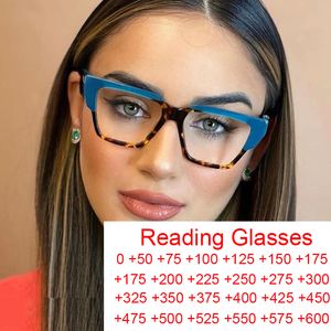 Reading Glasses Fashion Irregular Square Reading Glasses For Women Clear Anti-Blue Light Eyewear Double Colors Female Eyeglasses TR90 Spectacles 230809