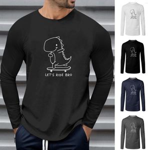 Men's T Shirts Graphic Men Running Shirt Long Sleeve Round Neck LET'S GO BRO Funny Prints Breathable Short Top