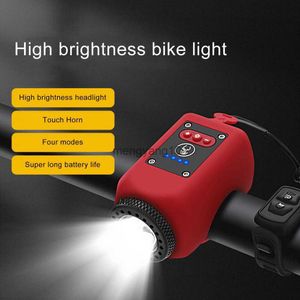 Cykelbelysningar Cykel Electronic Loud Horn Safety Electric StareBar Alarm Ring Bell Anti-Poft USB Mountain Bike strålkastare Cykel Front Light HKD230810