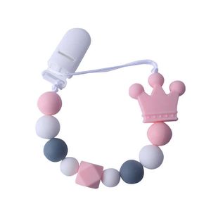 DIY Food Grade Baby Silicone Crown Handmade Pacifier Clip Holder Chain Silicone Pacifier Chains Toy for New born