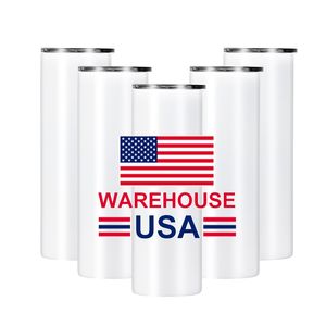 USA CA Warehouse lagrade 304 rostfritt stål 20oz sublimering mager raka tumbler koppar sublimering blanker