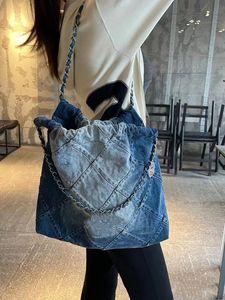 Original quality tote trash shopping bag luxury Womens designer purses channel chain travel handbags totes Genuine Leather Crossbody bag Large, Cowboy garbage bag
