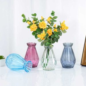 Transparent glasblomma vas hem vardagsrum dekorati enkel glas flaskbord hantverk ornament hydroponic blommor arrangemang hkd230823