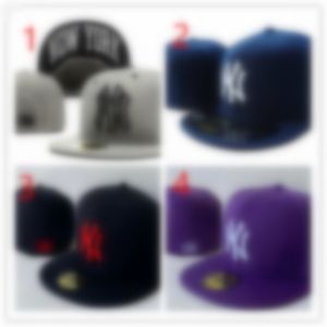 Toppsäljande 36 färger Klassiska Team Navy Blue Color on Field Baseball Fited Hats Street Hip Hop Sport York Full Closed Design Caps H5-8.10