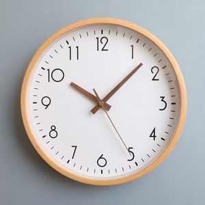 Wanduhren Ästhetische Bürouhr Holz Rustikaler Quarzmechanismus Stille nordische Zeiger Unisex Wohnzimmer Reloj Pared Home Design