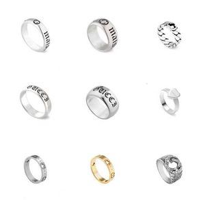 Luxury Gu Brand Fashion Jewelry High Version S925 Silverring för gamla par gåvor Trendstil Personlighetstillbehör Kvalitet Alla hjärtans dag